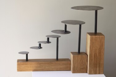 Sculpture titled "Strates" by Yolaine Rilhac, Original Artwork, Wood