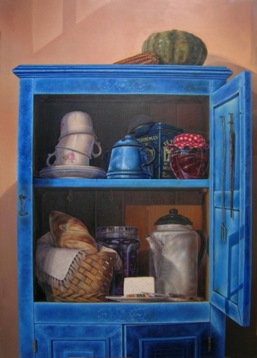 Pintura titulada "La alacena azul" por Yolanda Castro Contreras, Obra de arte original