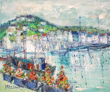 Honfleur Painting titled "Honfleur" by Yolande Ardissone, Original Art, Oil Mounted on Stretcher frame