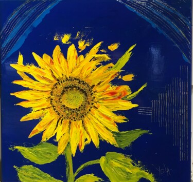 Ζωγραφική με τίτλο "Soleil" από Yolande Strauss Ruinet (Yola), Αυθεντικά έργα τέχνης, Λάδι Τοποθετήθηκε στο Ξύλινο φορείο σκ…