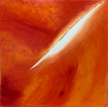 Peinture intitulée "La plume et le feu" par Yolande Strauss Ruinet (Yola), Œuvre d'art originale, Huile Monté sur Châssis en…