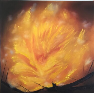 Peinture intitulée "Coeur Flamboyant" par Yolande Strauss Ruinet (Yola), Œuvre d'art originale, Huile