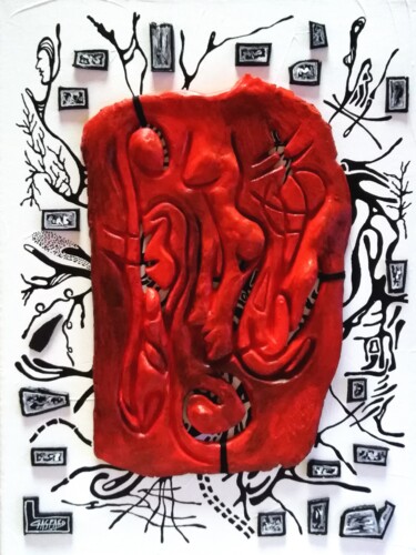 Painting titled "NUE ET ARDENTE" by Yolande (Yo) Gaspard, Original Artwork, Acrylic Mounted on Wood Stretcher frame