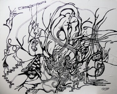 Pintura titulada "JAZZY FLÛTE DES MOR…" por Yolande (Yo) Gaspard, Obra de arte original, Acrílico Montado en Bastidor de cam…
