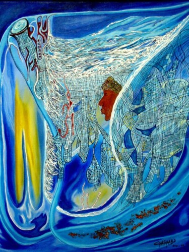 Peinture intitulée "MOZAÏ'BES BLUES" par Yolande (Yo) Gaspard, Œuvre d'art originale