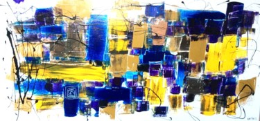 Painting titled "bleu citron" by Martinez, Original Artwork, Acrylic