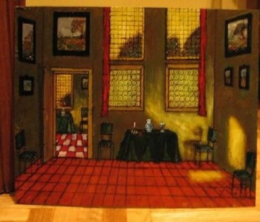 Pintura titulada "Interior Holandes" por Manuel Bustos, Obra de arte original