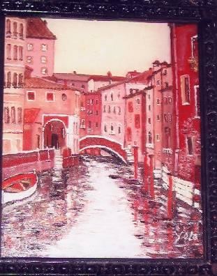 Pintura titulada "Paisaje de Venecia" por Manuel Bustos, Obra de arte original