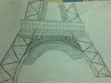 Drawing titled "Eiffel tower" by Yomna E., Original Artwork