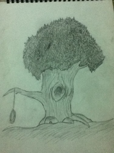 Drawing titled "our old tree" by Yomna E., Original Artwork