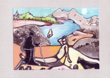 Dessin intitulée "St jacut de la mer" par Lionel Dubois, Œuvre d'art originale, Crayon
