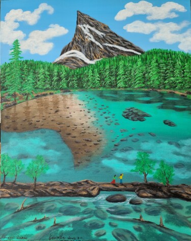 Malarstwo zatytułowany „Grassi Lake” autorstwa Yongqiang Xu, Oryginalna praca, Akryl