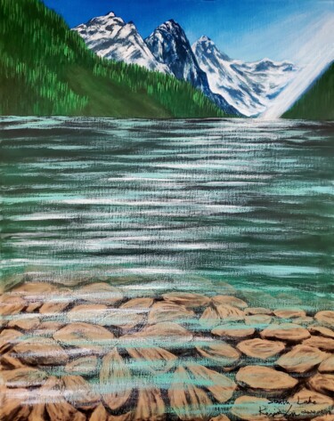 Painting titled "Statlu Lake" by Yongqiang Xu, Original Artwork, Acrylic