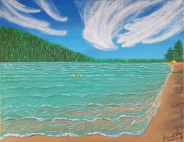 Painting titled "Hayward Lake" by Yongqiang Xu, Original Artwork, Acrylic