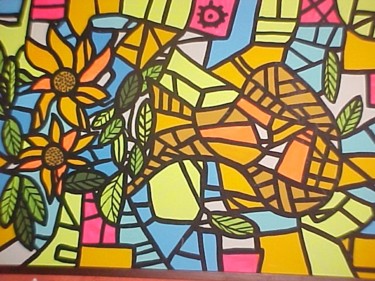 Peinture intitulée "girasoles" par Yony Calderon, Œuvre d'art originale