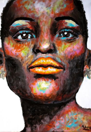 Schilderij getiteld "Lupita" door Yora Van Der Laan, Origineel Kunstwerk, Acryl