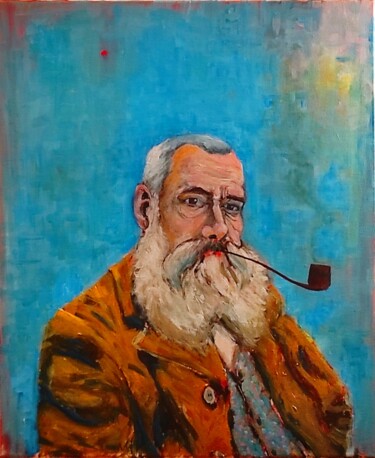Painting titled "Vieil homme à la pi…" by K.B, Original Artwork, Acrylic Mounted on Wood Stretcher frame
