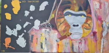 Painting titled "No Smoking" by Yoric Ernst, Original Artwork, Oil Mounted on Wood Stretcher frame