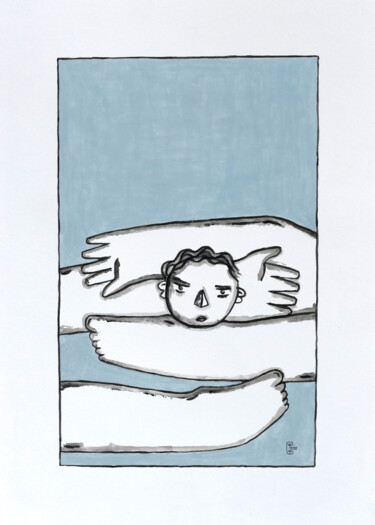 Drawing titled "pieds - mains" by Yorizzyo, Original Artwork, Acrylic