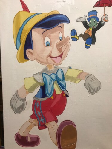 Pintura intitulada "Pinocchio" por Nicolas Condamin, Obras de arte originais, Óleo