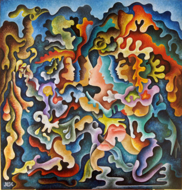 Картина под названием "Цветовая динамика" - Yosef Reznikov & Oleg Shkred, Подлинное произведение искусства, Масло