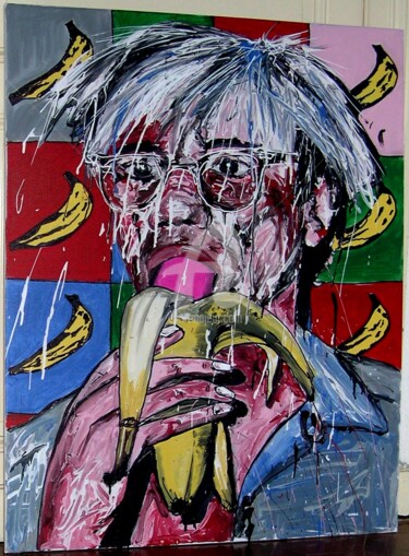 Schilderij getiteld "Andy Warhol" door Théoule, Origineel Kunstwerk, Acryl