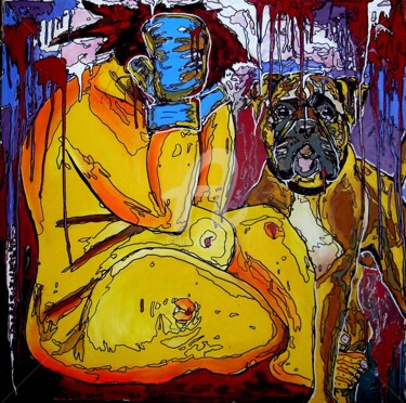 Painting titled "Boxers" by Théoule, Original Artwork, Acrylic