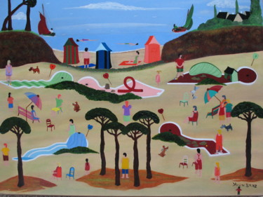 Peinture intitulée "Vive le Golf miniat…" par Youn Braz, Œuvre d'art originale, Huile