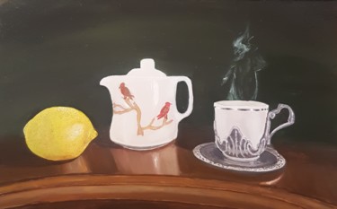 Painting titled "Still life coffee" by Younes Mk, Original Artwork, Oil
