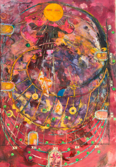 Malerei mit dem Titel "Voir midi à sa porte" von Younes Sari, Original-Kunstwerk, Öl
