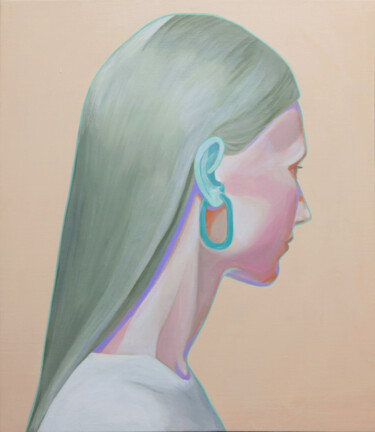 Peinture intitulée "Girl with a blue Ea…" par Young Park, Œuvre d'art originale, Acrylique