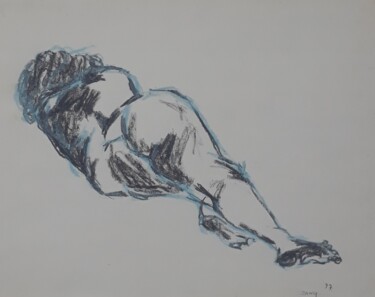 Zeichnungen mit dem Titel "Woman lying down" von Pinky, Original-Kunstwerk, Pastell