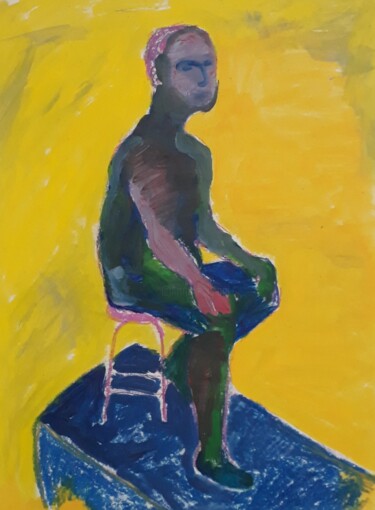 Dessin intitulée "Man sitting on a ch…" par Pinky, Œuvre d'art originale, Acrylique