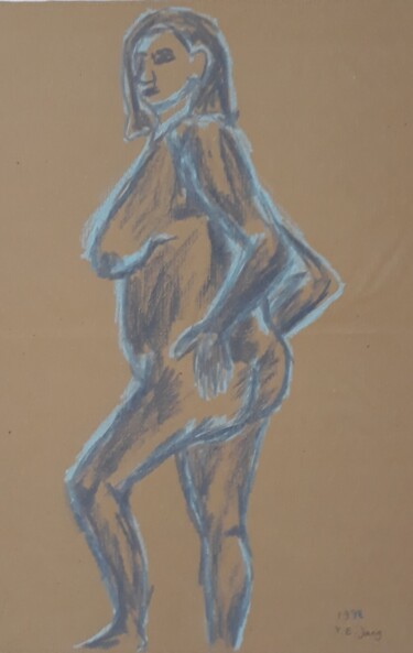 Drawing titled "Woman" by Pinky, Original Artwork, Pastel