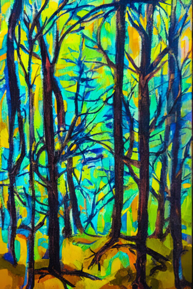 Painting titled "FOREST IN AUTUMN" by Younsi, Original Artwork, Oil