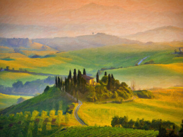 Painting titled "HOUSE IN TUSCANY" by Younsi, Original Artwork, Oil
