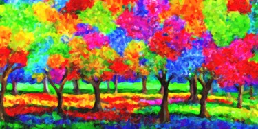 Painting titled "Fall Season" by Younsi, Original Artwork, Oil