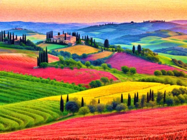 Painting titled "TUSCANY 3" by Younsi, Original Artwork, Oil