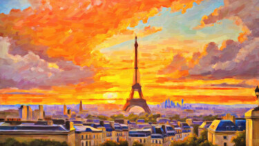 Pittura intitolato "Paris Horizon" da Younsi, Opera d'arte originale, Olio