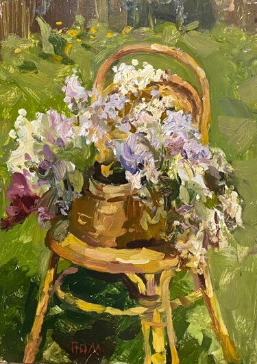 Painting titled "Lilas" by Youri Gorodnitchev, Original Artwork, Oil