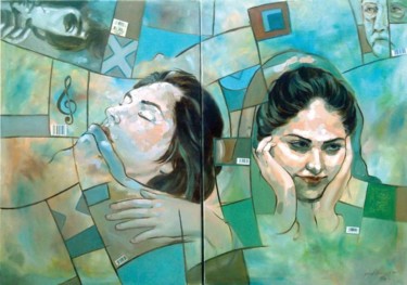 Malerei mit dem Titel "Broken mirrors" von Yousef Abdinejad, Original-Kunstwerk