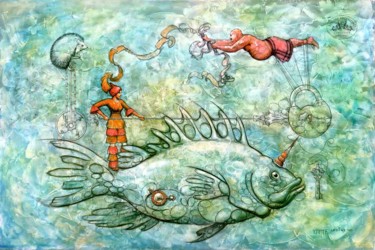 Malerei mit dem Titel "Ghusl | غسل" von Yousef Abdinejad, Original-Kunstwerk, Acryl