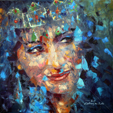 Pittura intitolato "Beauté Amazight" da Youssef El Aouni (Cobratec), Opera d'arte originale, Olio