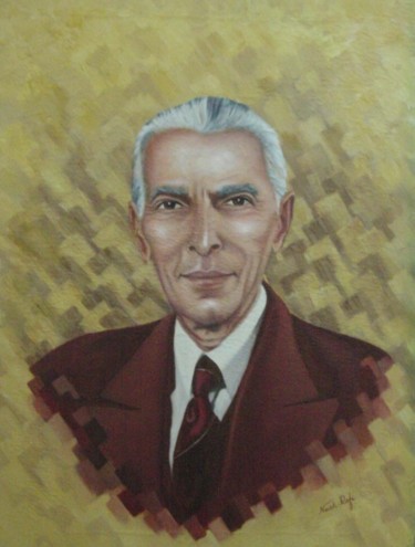 Painting titled "ounder of pakistan…" by Yousuf Sheikh, Original Artwork
