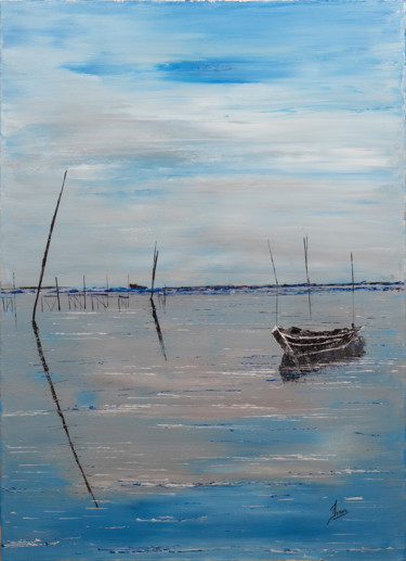 Картина под названием "Lac d'Hossegor" - Ysabel Laffitte, Подлинное произведение искусства, Акрил Установлен на Деревянная р…