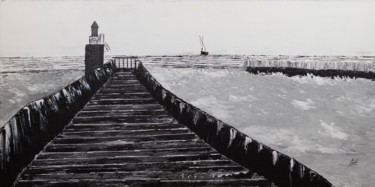 Peinture intitulée "L'estacade Capbreton" par Ysabel Laffitte, Œuvre d'art originale, Acrylique