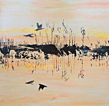 Peinture intitulée "L’envol matinal" par Ysabel Laffitte, Œuvre d'art originale, Acrylique Monté sur Châssis en bois