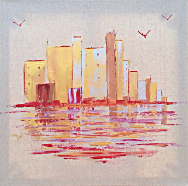 Peinture intitulée "Bâtiments 3" par Ysabel Laffitte, Œuvre d'art originale, Acrylique