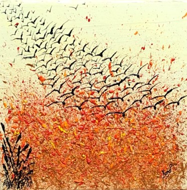 Peinture intitulée "Envolée d'automne" par Ysabel Laffitte, Œuvre d'art originale, Acrylique Monté sur Châssis en bois
