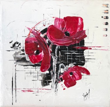 Painting titled "COQUELICOTS / N° 01" by Ysabel Laffitte, Original Artwork, Acrylic Mounted on Wood Stretcher frame